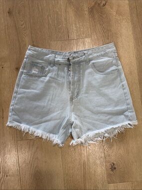 TALULAH Pale Blue Frayed Hem Denim Shorts